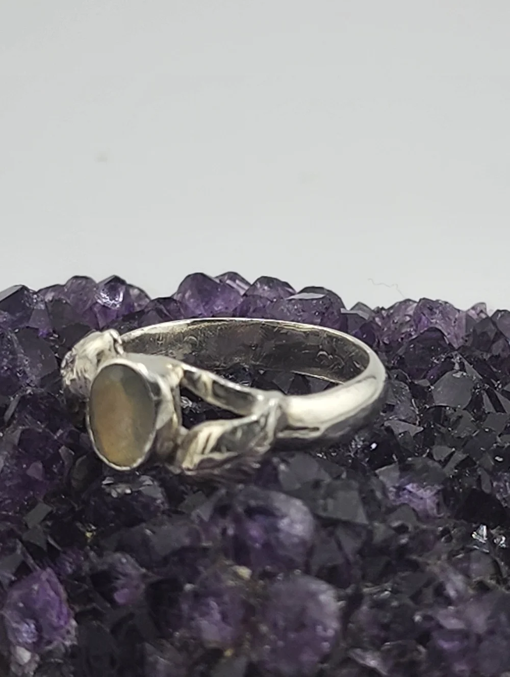 LABRADORITE RING HANDMADE WITH STERLING SILVER RECYCLED METAL SZ 7